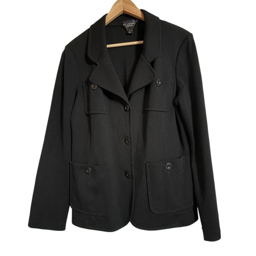 St. John Caviar Black Jacket Size 16